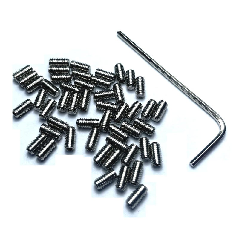 ZDingTech 50pcs M3 x 6mm 304 Stainless Steel Guitar Bridge Saddle Height Adjustment Screws for Fender Stratocaster Telecaster with 1.5mm Wrench,Set Grub Screws Hex Allen Head Socket Set Screws Bolts - Image 5